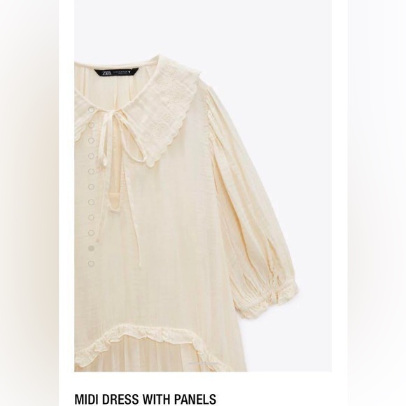 ZARA ~ ✨ Bloggers favourite ✨ MIDI DRESS WITH PANELS in Vanilla - Picture 16 of 17